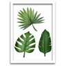 Conjunto Quadros Decorativos 3 peças 40x60 Home Folhas - Moldura Branca Fundo Branco - 4