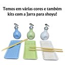 Ver imagem 4 de Kit 6 Pratos com Divisória de Sushi e Shoyu Porcelana Sapporo Verde Mesclado