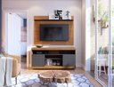 Ver imagem 5 de Conjunto Rack e Painel Orio Tv 55 Pol Noce Milano Preto Fosco 136cm com Portas