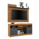Ver imagem 3 de Conjunto Rack e Painel Orio Tv 55 Pol Noce Milano Preto Fosco 136cm com Portas
