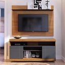 Ver imagem 1 de Conjunto Rack e Painel Orio Tv 55 Pol Noce Milano Preto Fosco 136cm com Portas