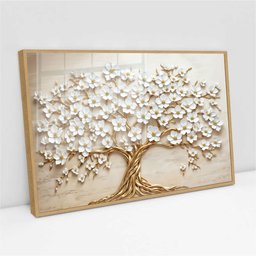 Quadro Decorativo Árvore da Vida Flores Brancas Sala Quarto Casa Escritório - 2