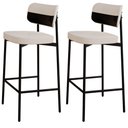 Ver imagem 1 de Kit 02 Banquetas Alta Bar Cozinha Sala de Jantar Aço Preto Kaira C01 Linho Palha Courino Preto - Lya