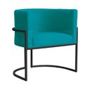 Ver imagem 2 de Kit 2 Poltrona Luana Suede Turquesa Base Preto Luxo - Fm