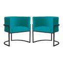 Ver imagem 1 de Kit 2 Poltrona Luana Suede Turquesa Base Preto Luxo - Fm