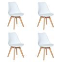 Ver imagem 1 de Kit 4 Cadeiras Jantar Eames Wood Leda Design Estofada Branca