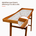 Ver imagem 5 de Aparador Madeira Maciça Nara com Borda Alta e Fundo Marmorizado Branco Estilo Rústico - Arkell Store