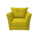Ver imagem 3 de Kit Namoradeira + 1 Poltrona Decorativa Isis Couro Amarelo Pés Madeira Mz Decor