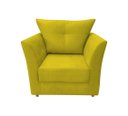 Ver imagem 3 de Kit Namoradeira + 1 Poltrona Decorativa Isis Couro Amarelo Pés Madeira Mz Decor