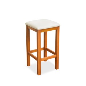 Banqueta Alta Decorativa Lívia para Balcão Cozinha Base em Madeira Suede Bege