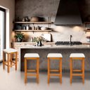 Ver imagem 4 de Banqueta Alta Decorativa Lívia para Balcão Cozinha Base em Madeira Suede Bege