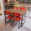 Ver imagem 1 de Conjunto Mesa de Jantar Retangular Imbuia 4 Cadeiras Preta Riviera Industrial Don Castro Decor Rivie