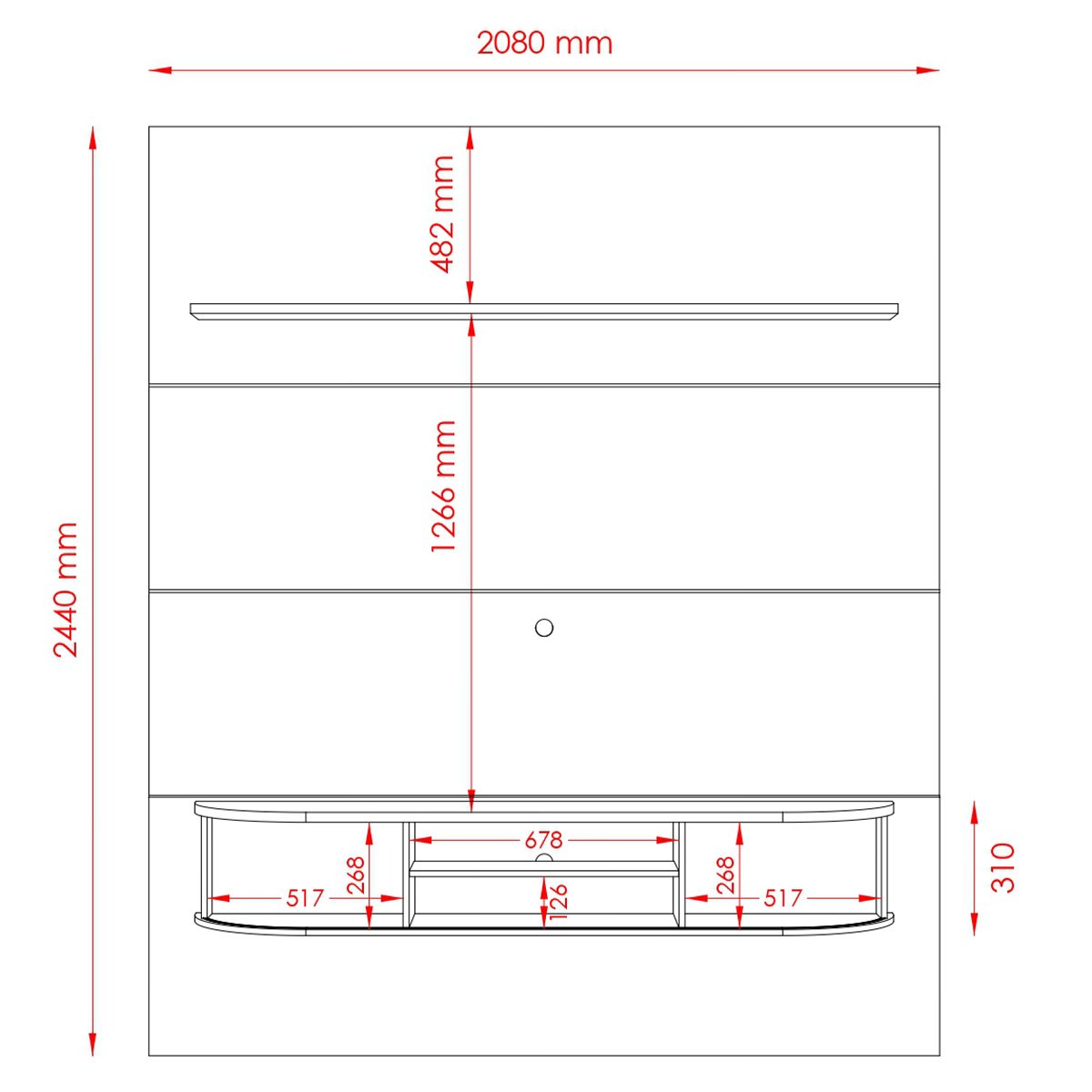 Home Theater Suspenso Bugatti Tvs até 75” Fendi Naturale 719133 Madetec - 4