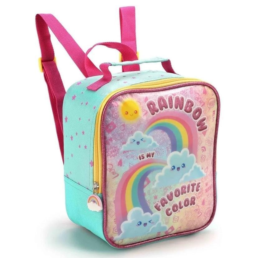 Kit Mochila Arco Iris Infantil Escolar 2 Em 1 Rodinhas Tam G ...