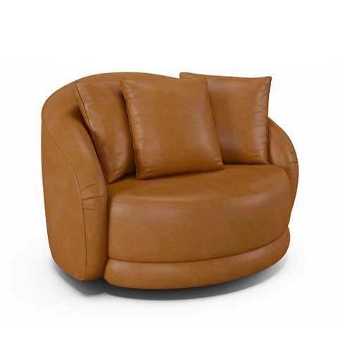Poltrona Decorativa Giratória para Sala 122cm Kaly M22 Sintético Caramelo - Mpozenato