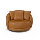 Ver imagem 5 de Poltrona Decorativa Giratória para Sala 122cm Kaly M22 Sintético Caramelo - Mpozenato
