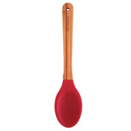 Colher Talher Silicone Bambu Utensílio Cozinha Vermelho - 5