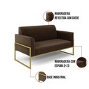 Ver imagem 6 de Sofá Namoradeira com Poltrona Base Industrial Alta Dourado Marisa Suede D03 - D\'rossi Cor Marrom