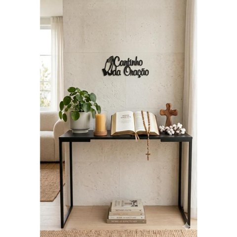 Aparador Cantinho da Oração com Frase em 3D – Altar Decorativo de Chão -  Preto