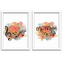 Ver imagem 1 de Conjunto Quadros Decorativos 2 peças 40x60 No Music No Life - Moldura Branca