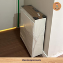 Ver mais imagens de Sapateira Compacta para Hall de Entrada 2 Portas Branca com Tampo Amaneirado