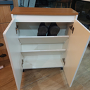 Ver imagem 2 de Sapateira Compacta para Hall de Entrada 2 Portas Branca com Tampo Amaneirado