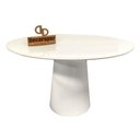 Ver imagem 1 de Mesa Jantar Cone Laqueado Tampo Redondo Laca com Vidro 120cm Branco