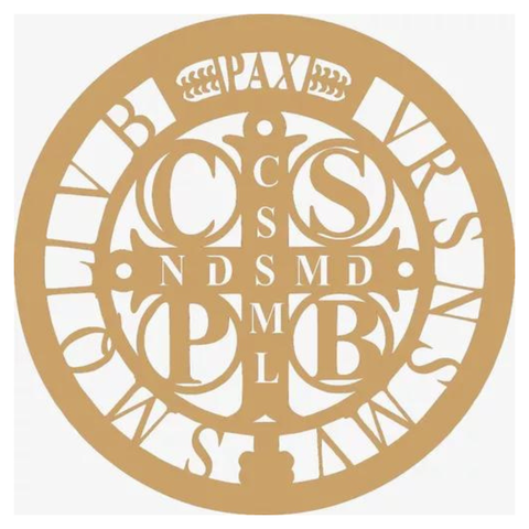 Mandala São Bento - Mdf - Cru - Quadro Adesivo - 20cm