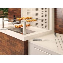 Conjunto de Espetos para Churrasco 1 Duplo 3 Simples Cabo Alumínio Qualinox - 2