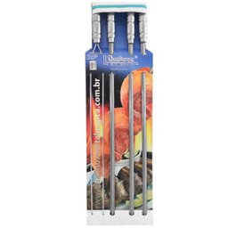 Conjunto de Espetos para Churrasco 1 Duplo 3 Simples Cabo Alumínio Qualinox - 4