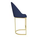 Ver imagem 5 de Kit 06 Banquetas Altas Bela Suede Azul Marinho Base Metálica Industrial Dourado - Pallazio