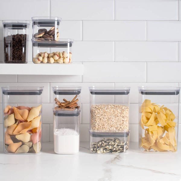 Pote Hermético Médio Retangular com Tampa 1,5 Litros Porta Mantimentos Cozinha Natural - 4