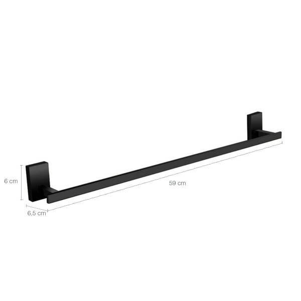 Porta Toalha Linear Suporte Banheiro Lavabo 60cm Preto Fosco Jiwi V-2685-H - 3