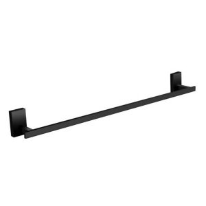 Porta Toalha Linear Suporte Banheiro Lavabo 60cm Preto Fosco Jiwi V-2685-h