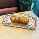 Ver imagem 5 de Cesta Para Servir Pães Retangular Bolacha Doces Mesa Aço Cromado Tecido