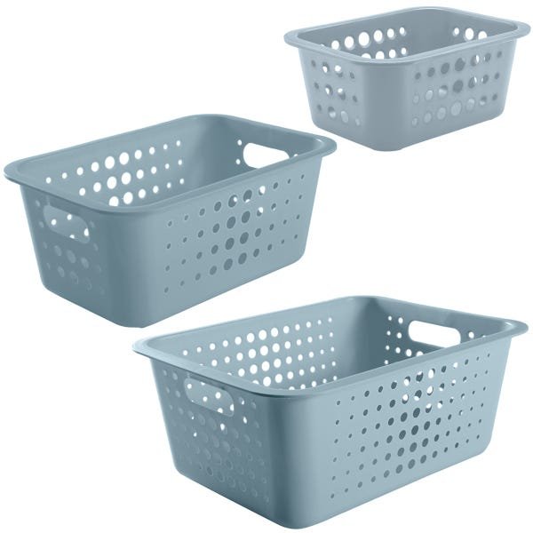 Kit 3 Caxias Organizadoras Cestos Multiuso Para Brinquedos Closet Azul Glacial - 1