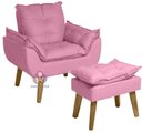 Ver imagem 1 de Poltrona/cadeira Decorativa e Puff Glamour Rosê com Pés Quadrado Rosê