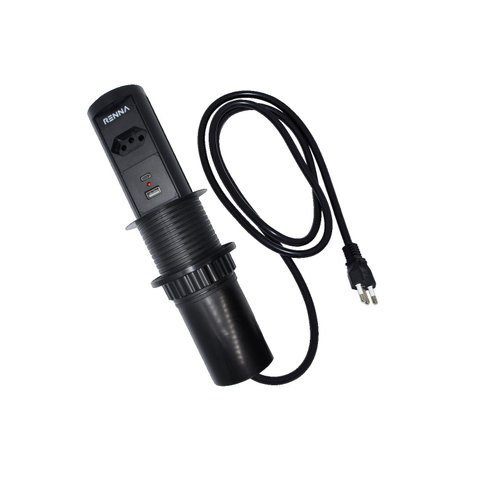 Torre Tomada Automática Embutir Retrátil C/ 1 Tomada + 2 Usb