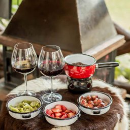 Aparelho de Fondue Vermelho Panela Esmaltada Com Vela 7 Peças - 2