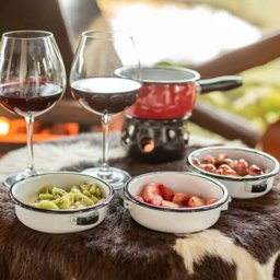 Aparelho de Fondue Vermelho Panela Esmaltada Com Vela 7 Peças - 5