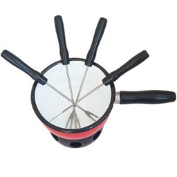 Aparelho de Fondue Vermelho Panela Esmaltada Com Vela 7 Peças - 8