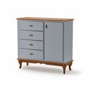 Ver imagem 4 de Cômoda com 4 Gavetas e 1 Porta Clássica Pés Luiz Xv Cinza - Imbuia