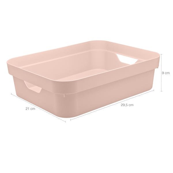 Conjunto 3 Caixas Organizadoras Multiuso Cesto Brinquedos Com Alça Rosa Nude - 3