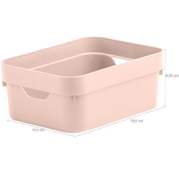 Conjunto 3 Caixas Organizadoras Multiuso Cesto Brinquedos Com Alça Rosa Nude - 2