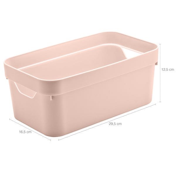 Conjunto 3 Caixas Organizadoras Multiuso Cesto Brinquedos Com Alça Rosa Nude - 4
