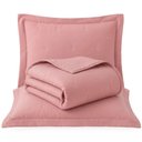Ver imagem 1 de Kit Cobre Leito Colcha Fenix Casal 3 Peças Percal 300 Fios Bordado Matelasê Rosa Malva Clara Luz