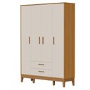 Ver imagem 2 de Guarda Roupa Infantil Flip 4 Portas com Cômoda Gaveteiro Infantil Flip Areia Acetinado Savana -