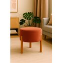 Ver imagem 1 de Puff Apolo Pes de Madeira Terracota/cobre Veludo