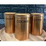 Jogo Lata Potes Decorativa Metal Bronze Café Açúcar Biscoito - 2