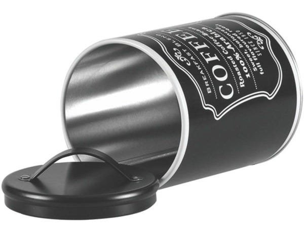 Lata Porta Café Pote Retrô Alumínio Preto Fosca 990ml - 2